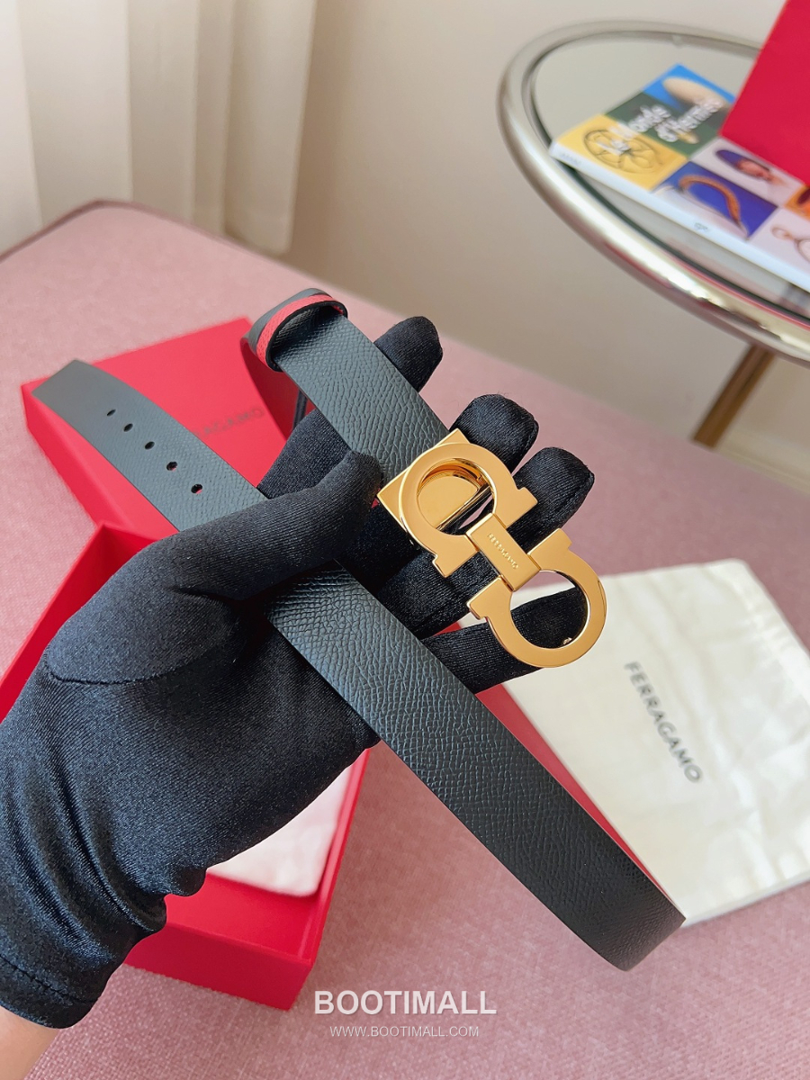 Ferragamo Reversible Gancini Belt 살바토레 페라가모 리버서블 간치니 양면벨트 블랙/레드 2.5cm 7