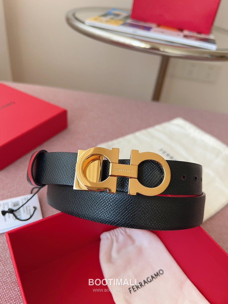 Ferragamo Reversible Gancini Belt 살바토레 페라가모 리버서블 간치니 양면벨트 블랙/레드 2.5cm 8
