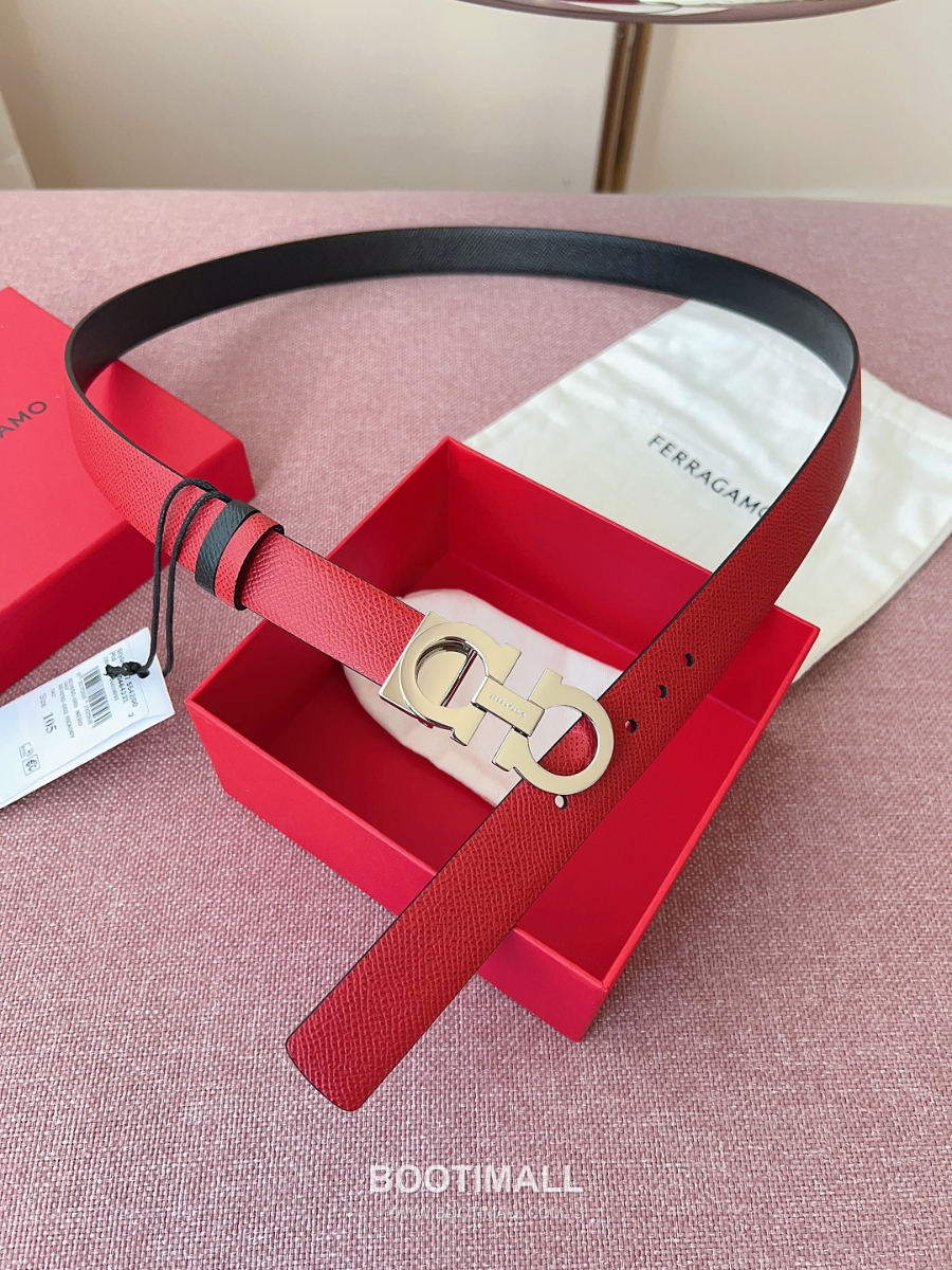 Ferragamo Reversible Gancini Belt 살바토레 페라가모 리버서블 간치니 양면벨트 블랙/레드 2.5cm 11