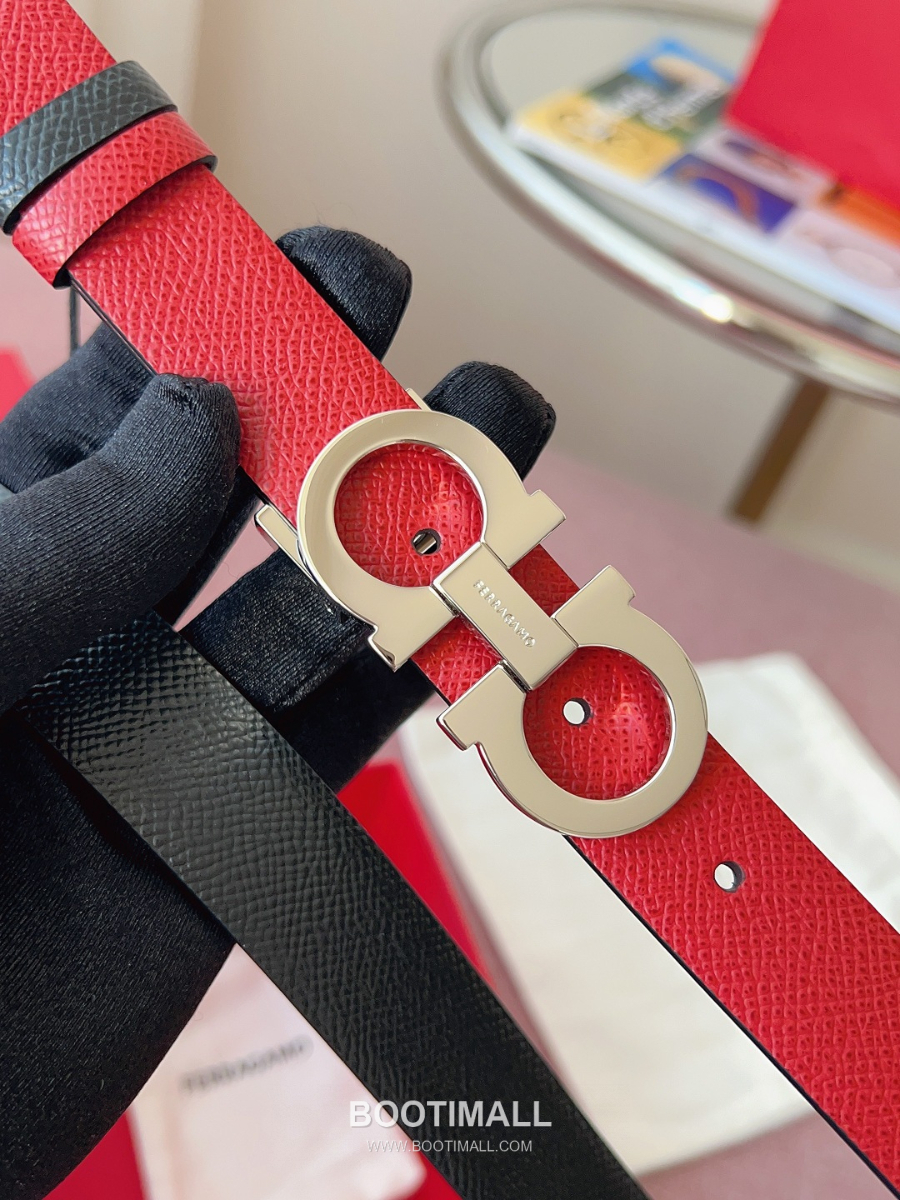 Ferragamo Reversible Gancini Belt 살바토레 페라가모 리버서블 간치니 양면벨트 블랙/레드 2.5cm 13