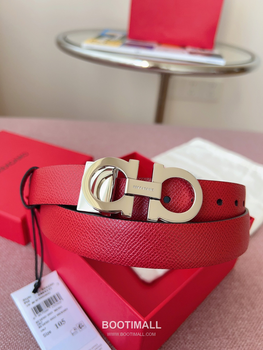 Ferragamo Reversible Gancini Belt 살바토레 페라가모 리버서블 간치니 양면벨트 블랙/레드 2.5cm 16