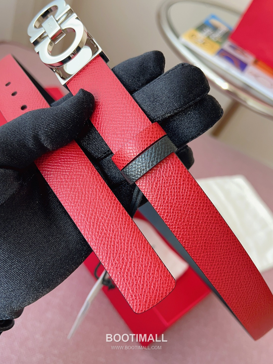 Ferragamo Reversible Gancini Belt 살바토레 페라가모 리버서블 간치니 양면벨트 블랙/레드 2.5cm 17