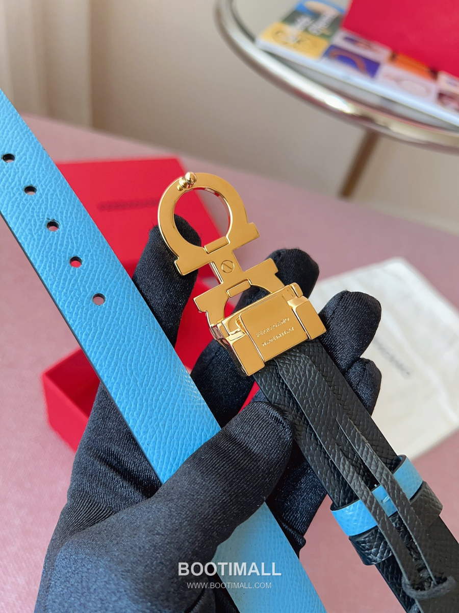 Ferragamo Reversible Gancini Belt 살바토레 페라가모 리버서블 간치니 양면벨트 블랙/스카이블루 2.5cm 7