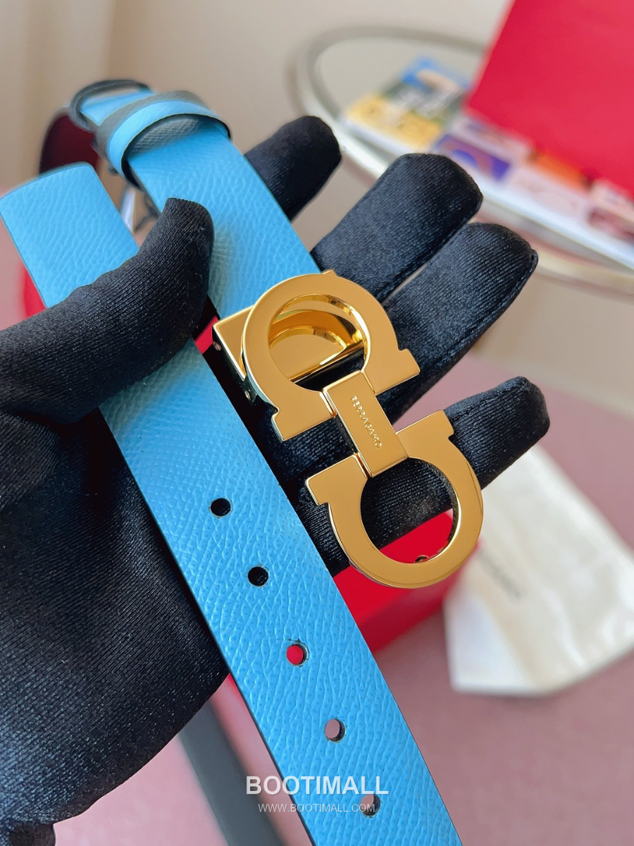 Ferragamo Reversible Gancini Belt 살바토레 페라가모 리버서블 간치니 양면벨트 블랙/스카이블루 2.5cm 8