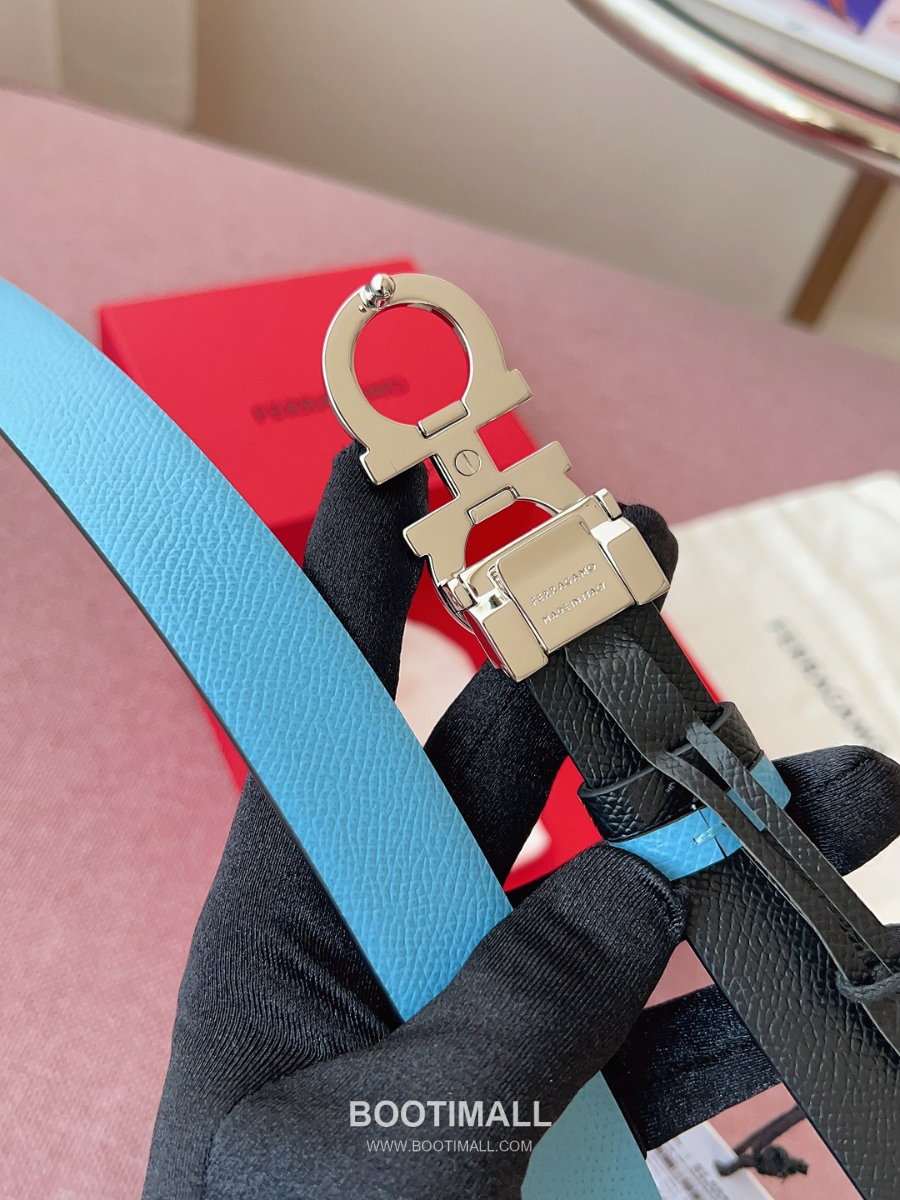 Ferragamo Reversible Gancini Belt 살바토레 페라가모 리버서블 간치니 양면벨트 블랙/스카이블루 2.5cm 13