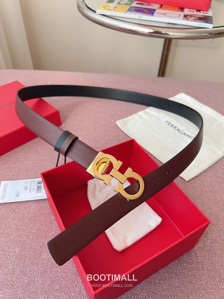 Ferragamo Reversible Gancini Belt 살바토레 페라가모 리버서블 간치니 양면벨트 버건디/블랙 2.5cm 3