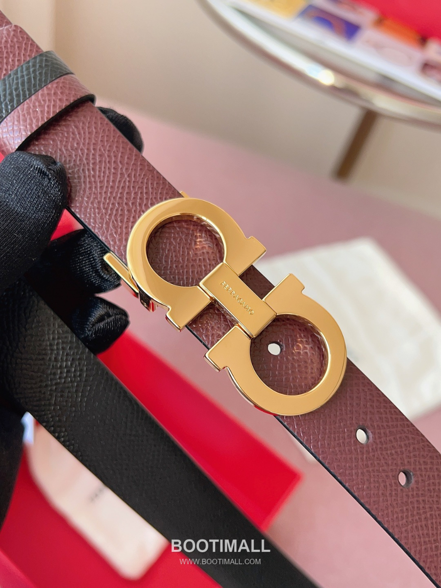 Ferragamo Reversible Gancini Belt 살바토레 페라가모 리버서블 간치니 양면벨트 버건디/블랙 2.5cm 5