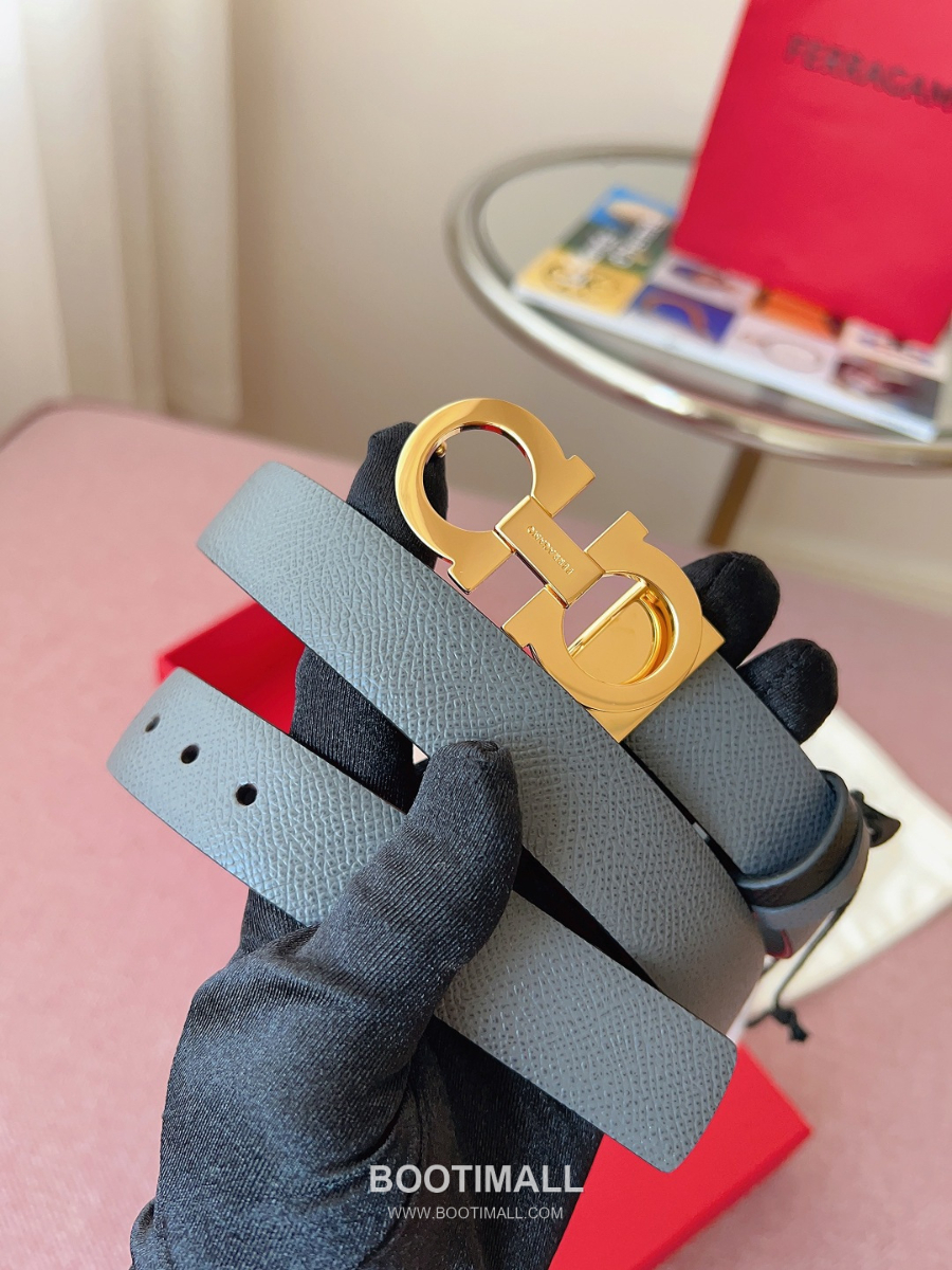 Ferragamo Reversible Gancini Belt 살바토레 페라가모 리버서블 간치니 양면벨트 그레이/블랙 2.5cm 1