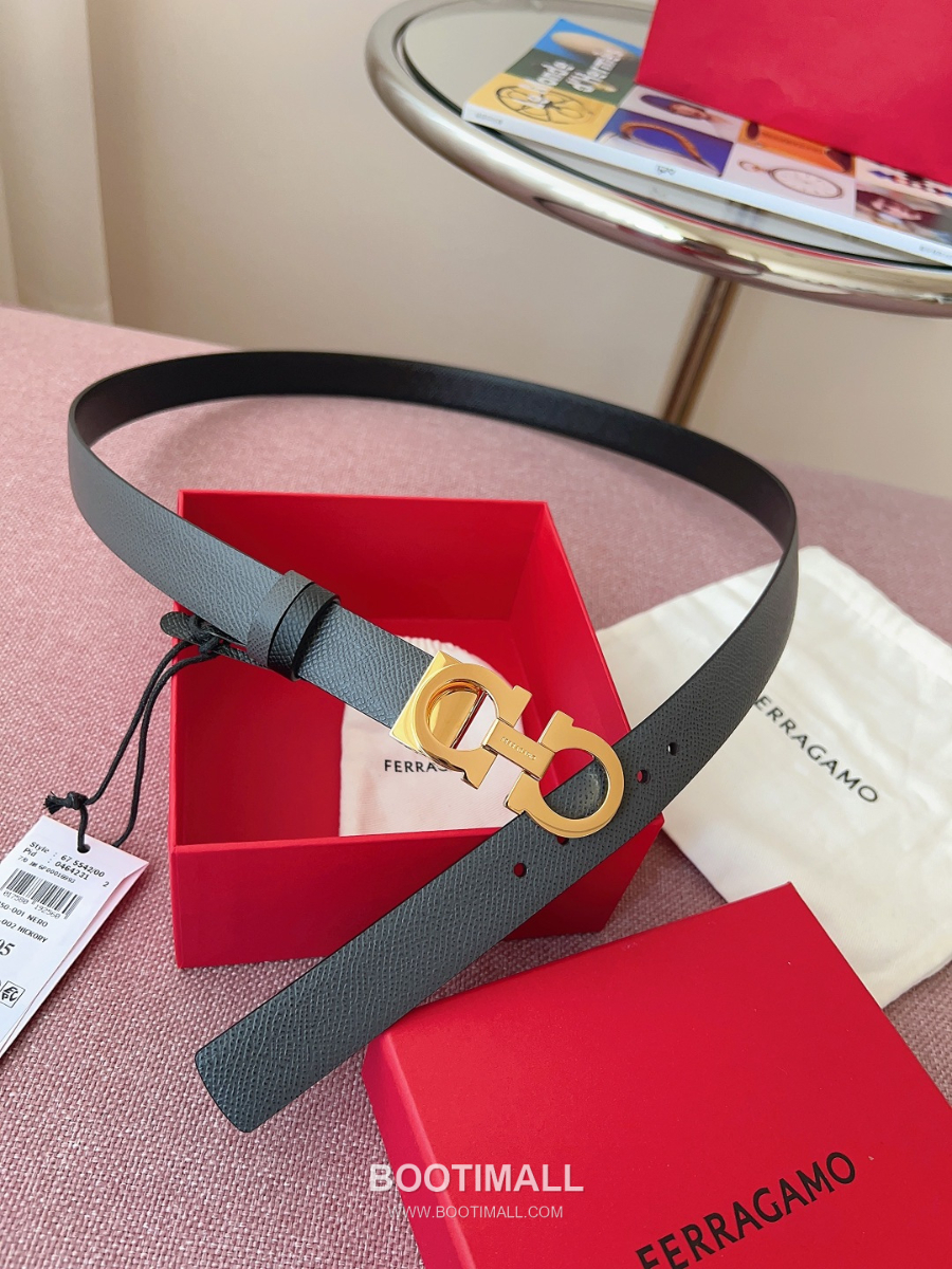 Ferragamo Reversible Gancini Belt 살바토레 페라가모 리버서블 간치니 양면벨트 그레이/블랙 2.5cm 3