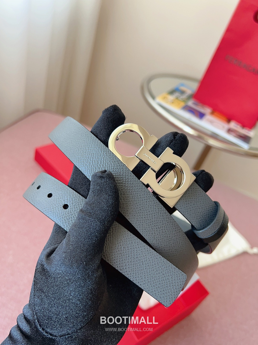 Ferragamo Reversible Gancini Belt 살바토레 페라가모 리버서블 간치니 양면벨트 그레이/블랙 2.5cm 10