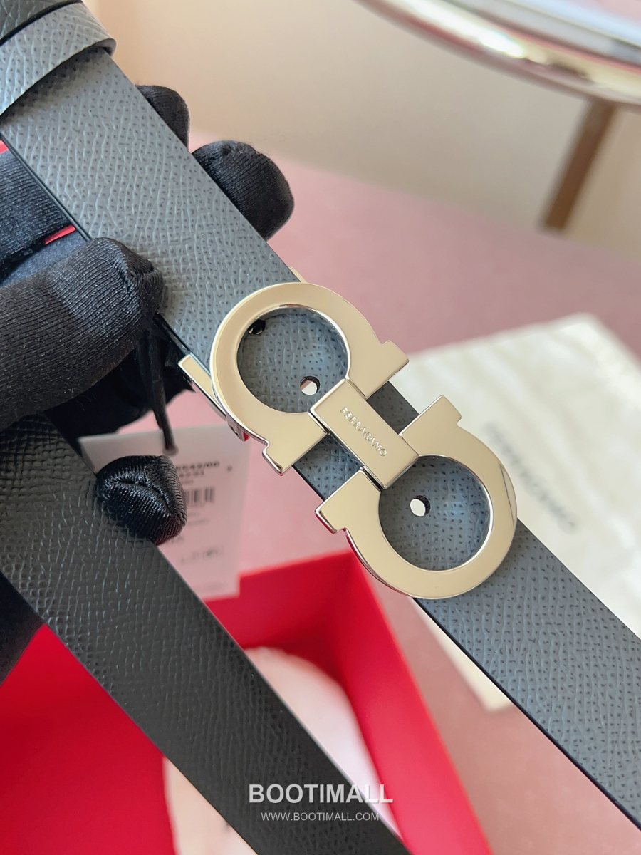 Ferragamo Reversible Gancini Belt 살바토레 페라가모 리버서블 간치니 양면벨트 그레이/블랙 2.5cm 14