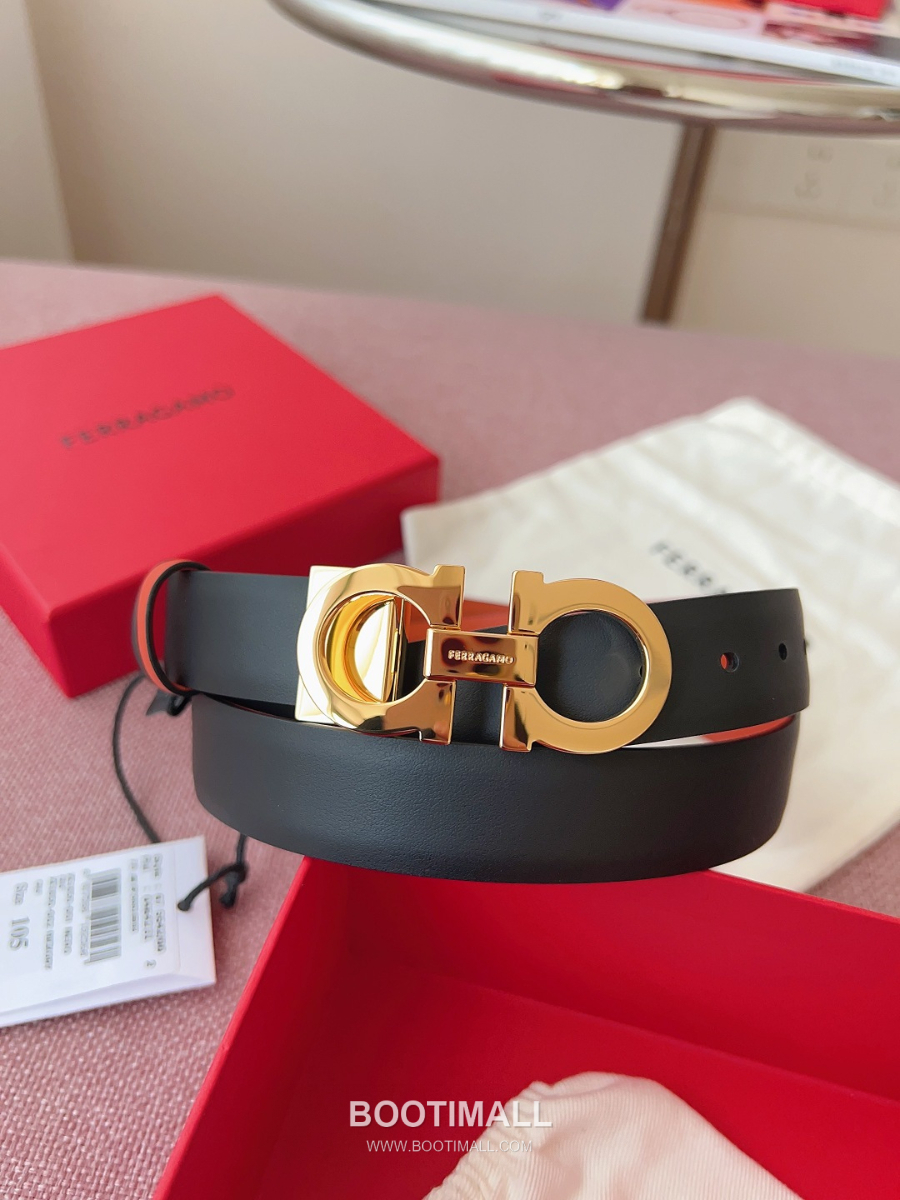 Ferragamo Reversible Gancini Belt 살바토레 페라가모 리버서블 간치니 양면벨트 오렌지/블랙 2.5cm 1