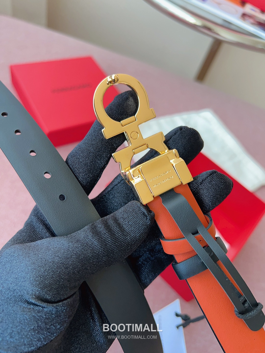 Ferragamo Reversible Gancini Belt 살바토레 페라가모 리버서블 간치니 양면벨트 오렌지/블랙 2.5cm 6