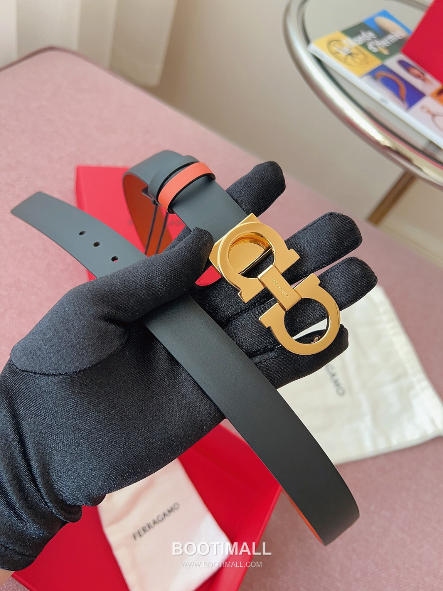 Ferragamo Reversible Gancini Belt 살바토레 페라가모 리버서블 간치니 양면벨트 오렌지/블랙 2.5cm 7