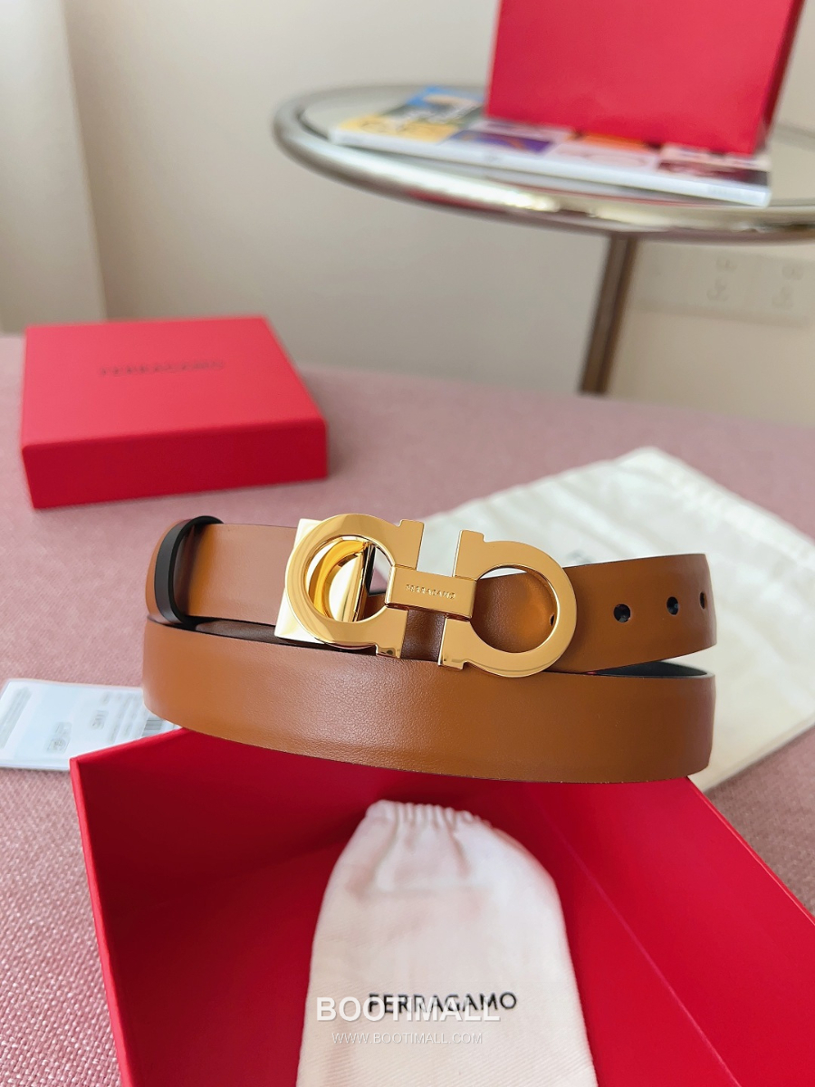 Ferragamo Reversible Gancini Belt 살바토레 페라가모 리버서블 간치니 양면벨트 브라운/블랙 2.5cm 2