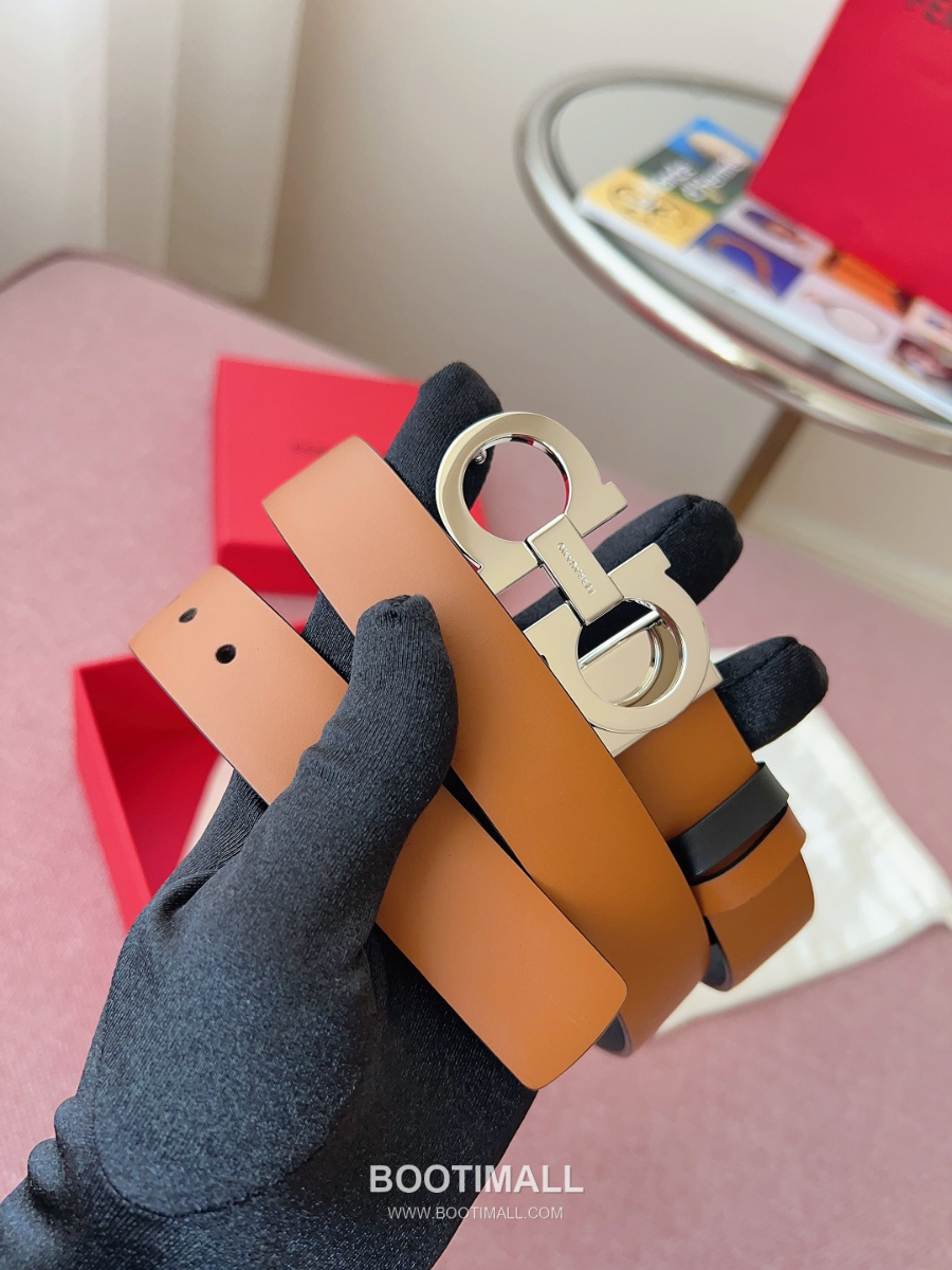 Ferragamo Reversible Gancini Belt 살바토레 페라가모 리버서블 간치니 양면벨트 브라운/블랙 2.5cm 10