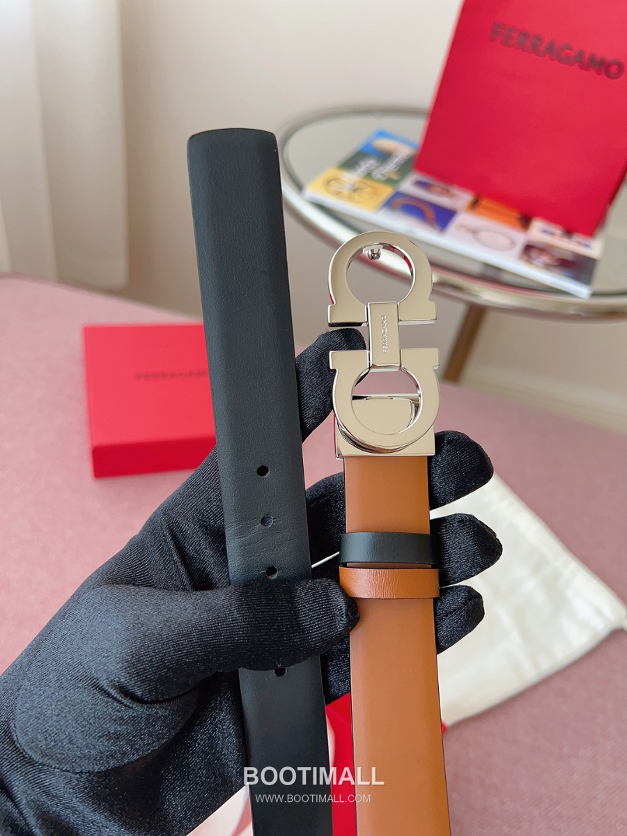 Ferragamo Reversible Gancini Belt 살바토레 페라가모 리버서블 간치니 양면벨트 브라운/블랙 2.5cm 14