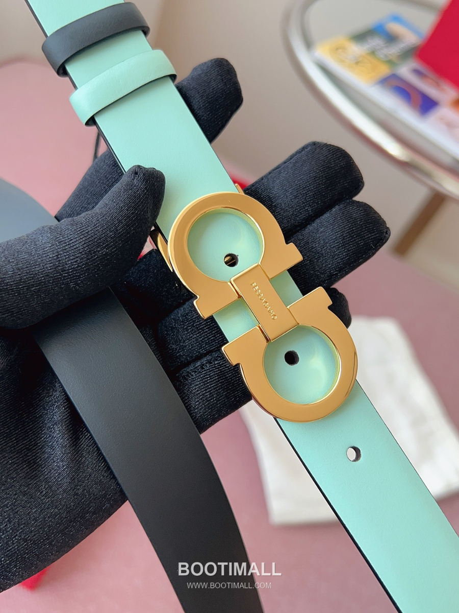 Ferragamo Reversible Gancini Belt 살바토레 페라가모 리버서블 간치니 양면벨트 파스텔민트/블랙 2.5cm 5