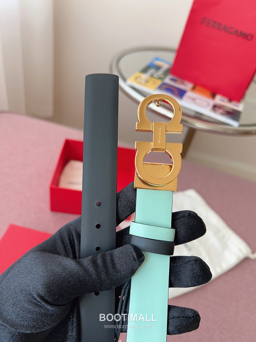 Ferragamo Reversible Gancini Belt 살바토레 페라가모 리버서블 간치니 양면벨트 파스텔민트/블랙 2.5cm 6