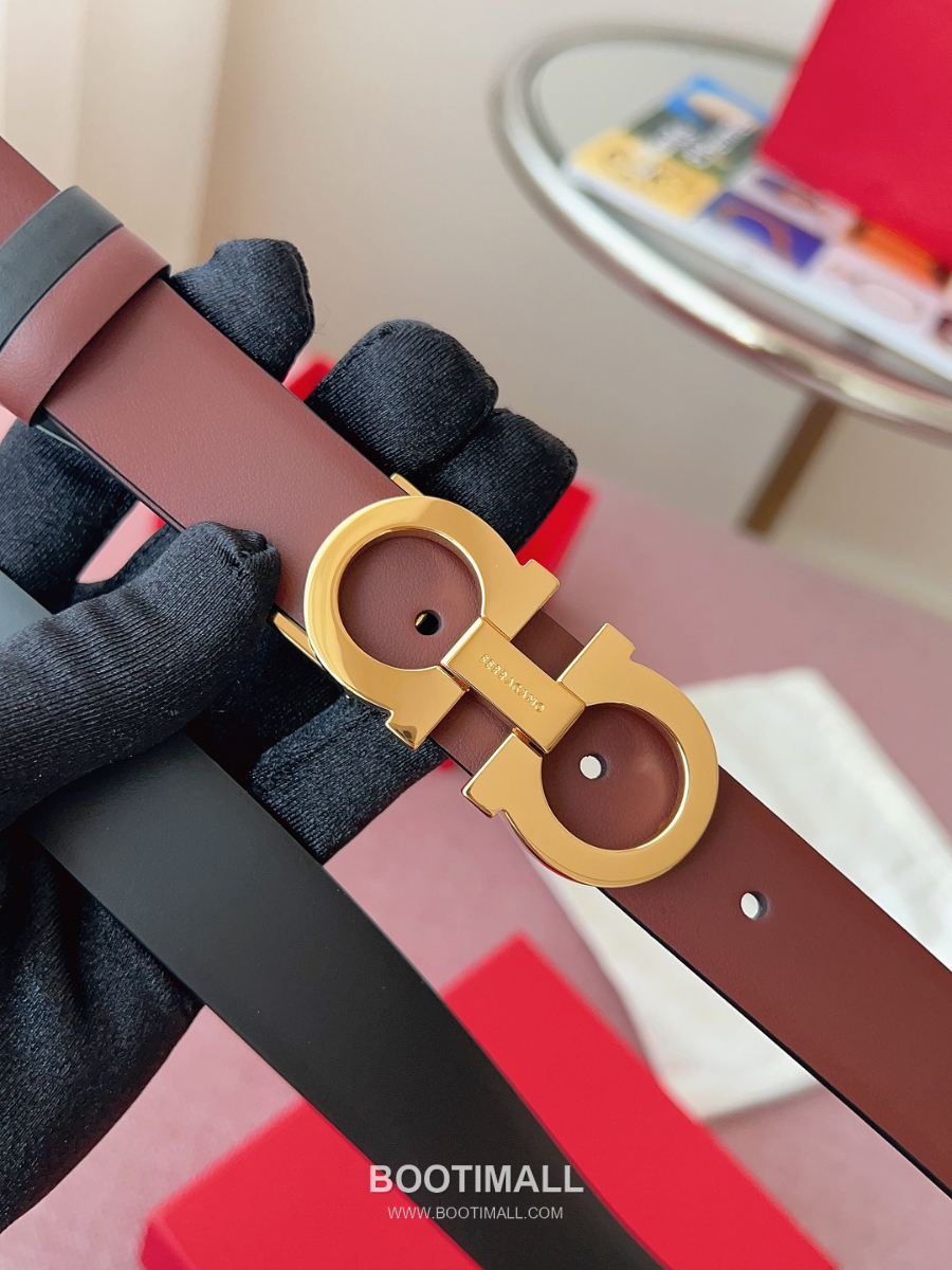 Ferragamo Reversible Gancini Belt 살바토레 페라가모 리버서블 간치니 양면벨트 버건디/블랙 2.5cm 5