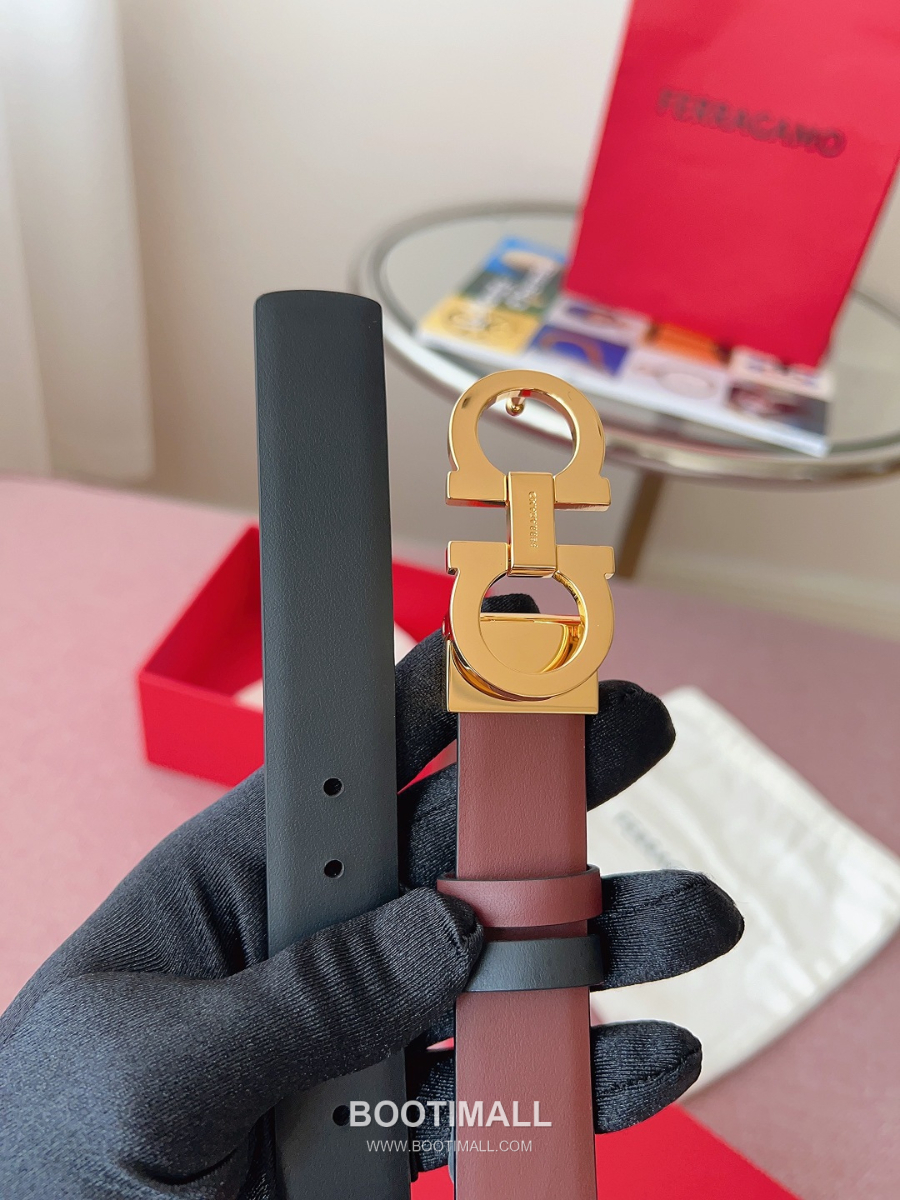Ferragamo Reversible Gancini Belt 살바토레 페라가모 리버서블 간치니 양면벨트 버건디/블랙 2.5cm 6