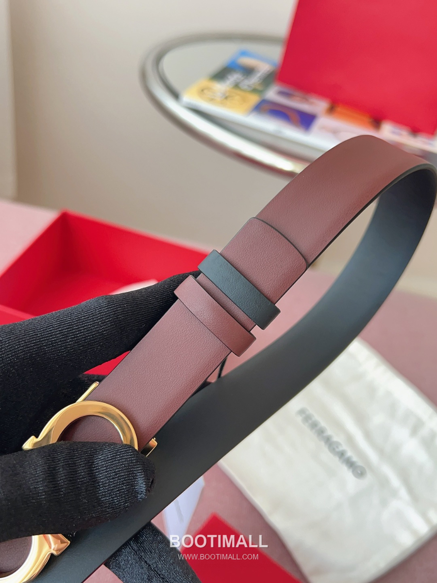 Ferragamo Reversible Gancini Belt 살바토레 페라가모 리버서블 간치니 양면벨트 버건디/블랙 2.5cm 8