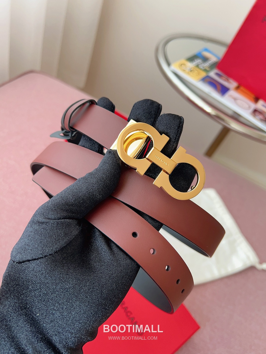 Ferragamo Reversible Gancini Belt 살바토레 페라가모 리버서블 간치니 양면벨트 버건디/블랙 2.5cm 9
