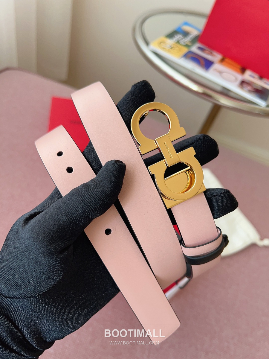 Ferragamo Reversible Gancini Belt 살바토레 페라가모 리버서블 간치니 양면벨트 핑크/블랙 2.5cm 1