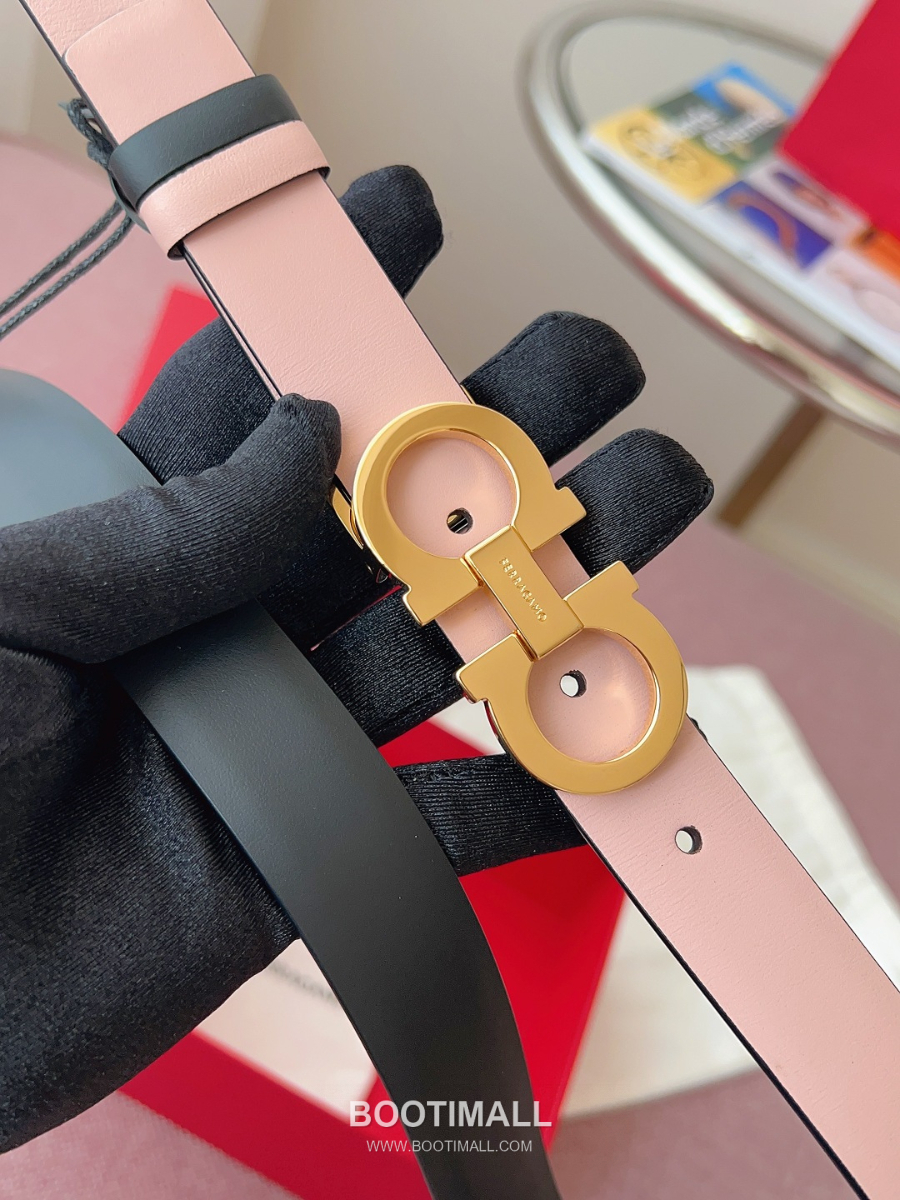 Ferragamo Reversible Gancini Belt 살바토레 페라가모 리버서블 간치니 양면벨트 핑크/블랙 2.5cm 4
