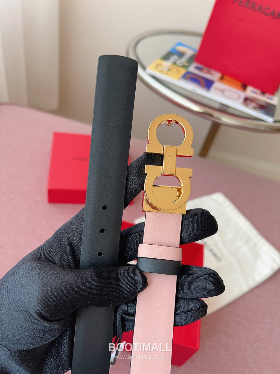 Ferragamo Reversible Gancini Belt 살바토레 페라가모 리버서블 간치니 양면벨트 핑크/블랙 2.5cm 5
