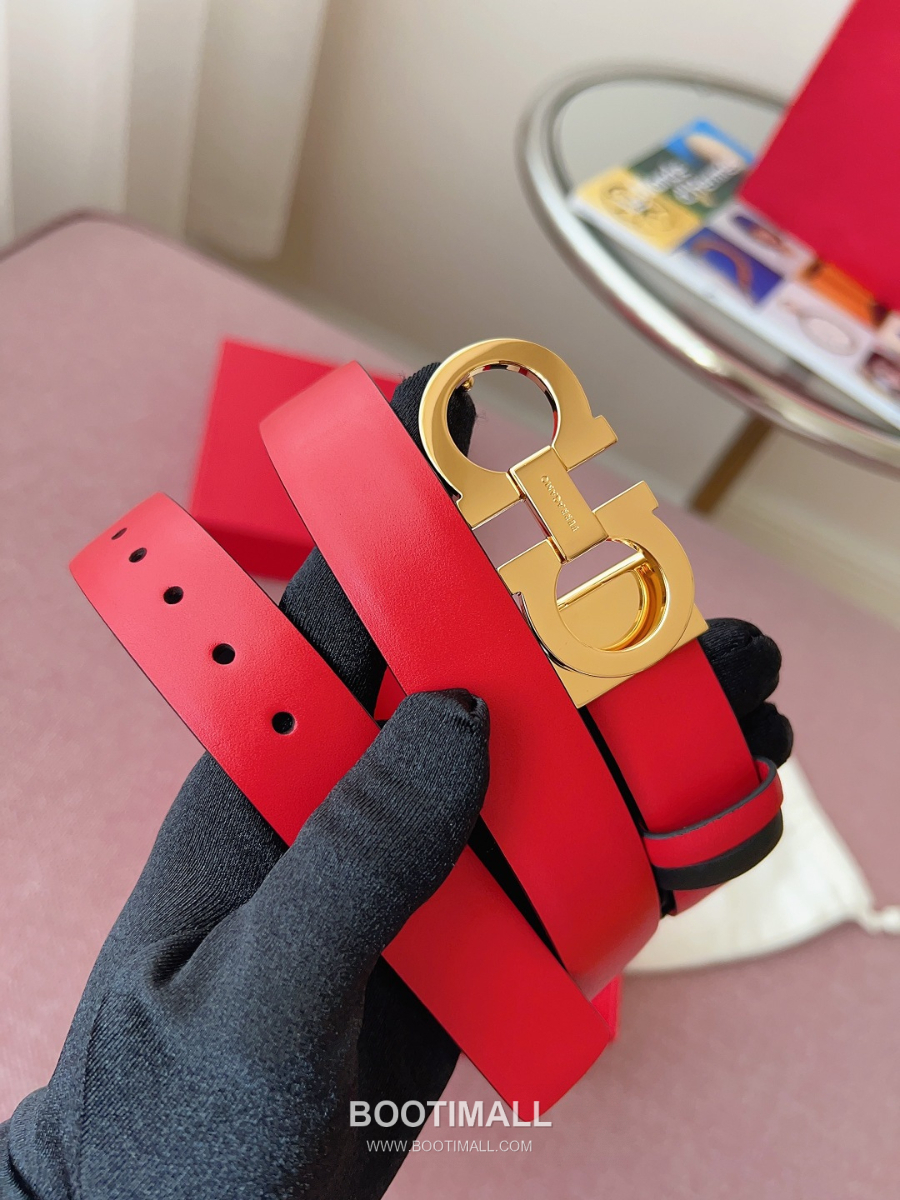 Ferragamo Reversible Gancini Belt 살바토레 페라가모 리버서블 간치니 양면벨트 레드/블랙 2.5cm 1