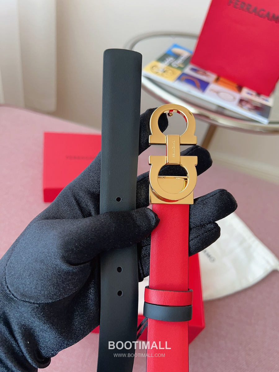 Ferragamo Reversible Gancini Belt 살바토레 페라가모 리버서블 간치니 양면벨트 레드/블랙 2.5cm 5