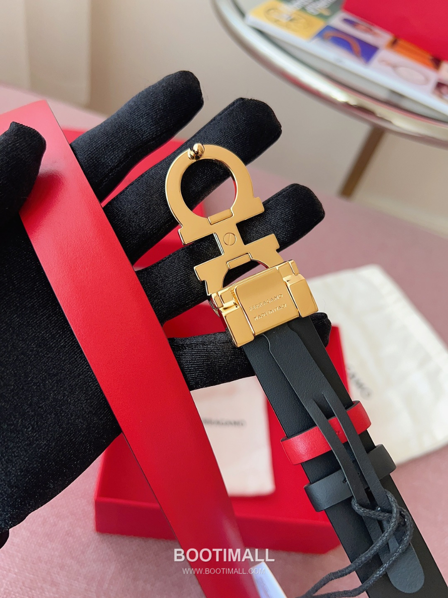 Ferragamo Reversible Gancini Belt 살바토레 페라가모 리버서블 간치니 양면벨트 레드/블랙 2.5cm 6
