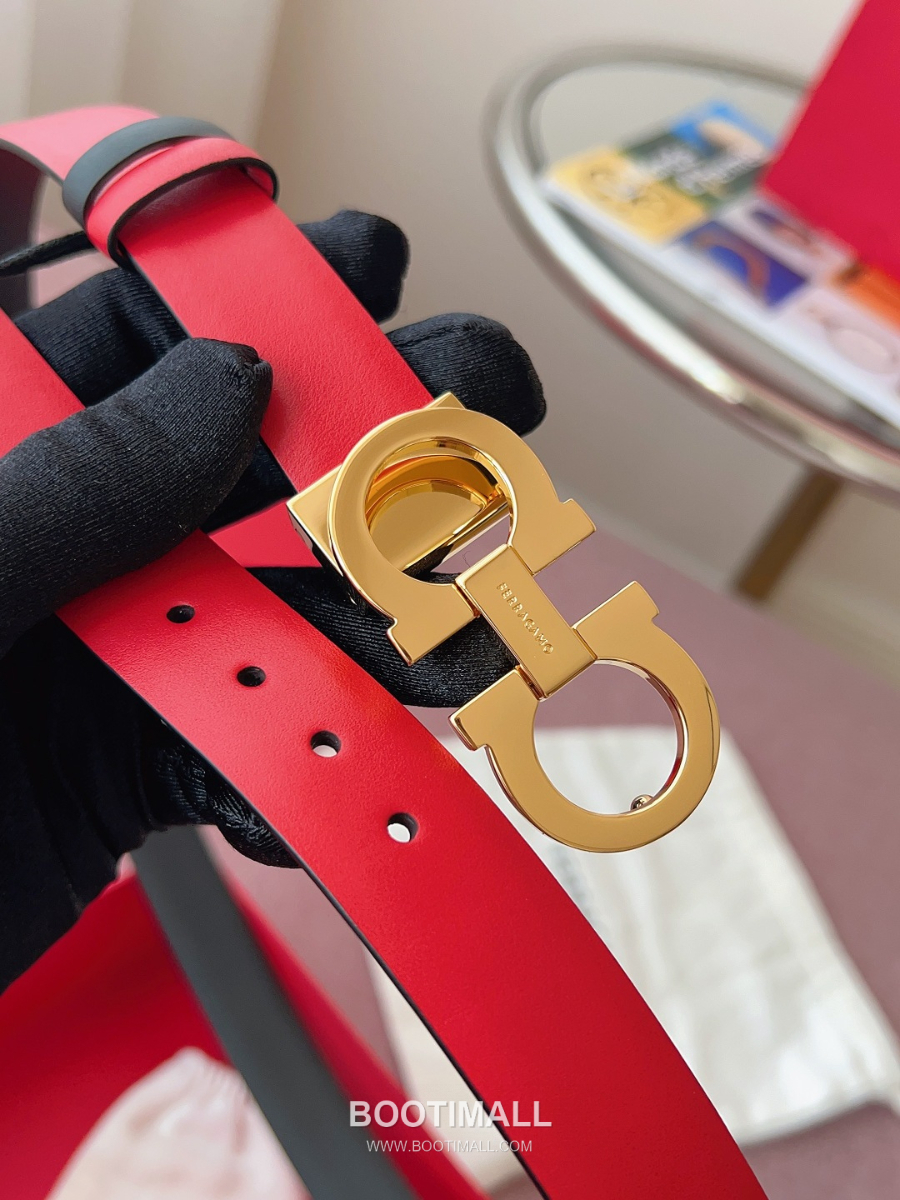 Ferragamo Reversible Gancini Belt 살바토레 페라가모 리버서블 간치니 양면벨트 레드/블랙 2.5cm 8