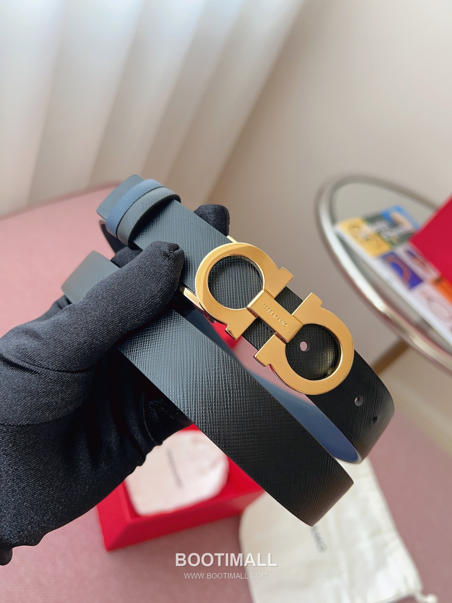 Ferragamo Reversible Gancini Belt 살바토레 페라가모 리버서블 간치니 양면벨트 네이비/블랙 2.5cm 2