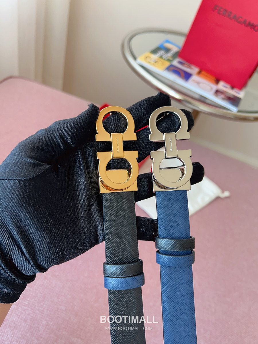 Ferragamo Reversible Gancini Belt 살바토레 페라가모 리버서블 간치니 양면벨트 네이비/블랙 2.5cm 10