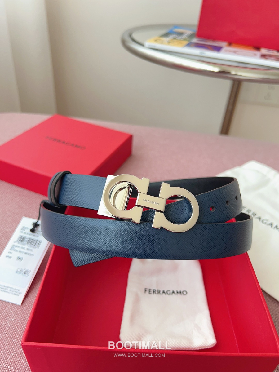 Ferragamo Reversible Gancini Belt 살바토레 페라가모 리버서블 간치니 양면벨트 네이비/블랙 2.5cm 1