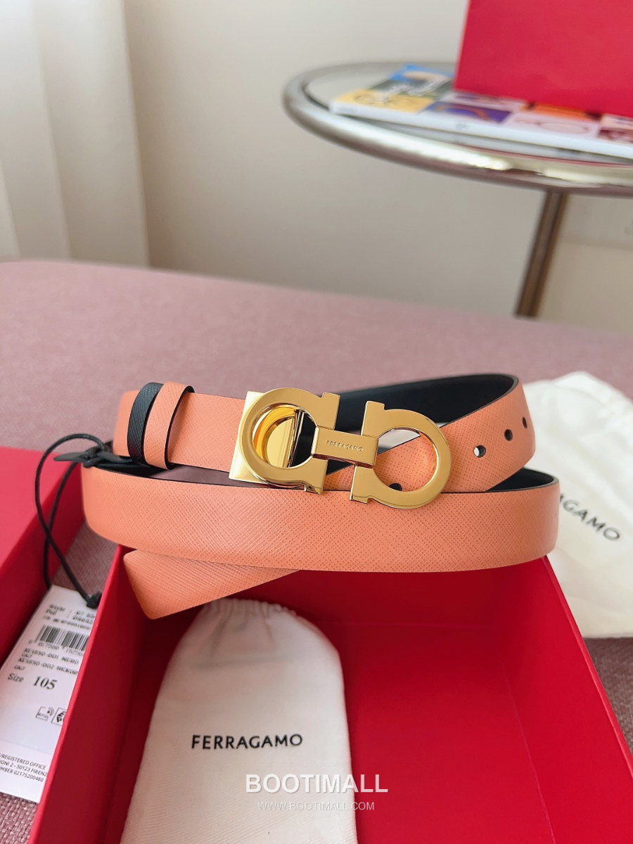 Ferragamo Reversible Gancini Belt 살바토레 페라가모 리버서블 간치니 양면벨트 인디핑크/블랙 2.5cm 2
