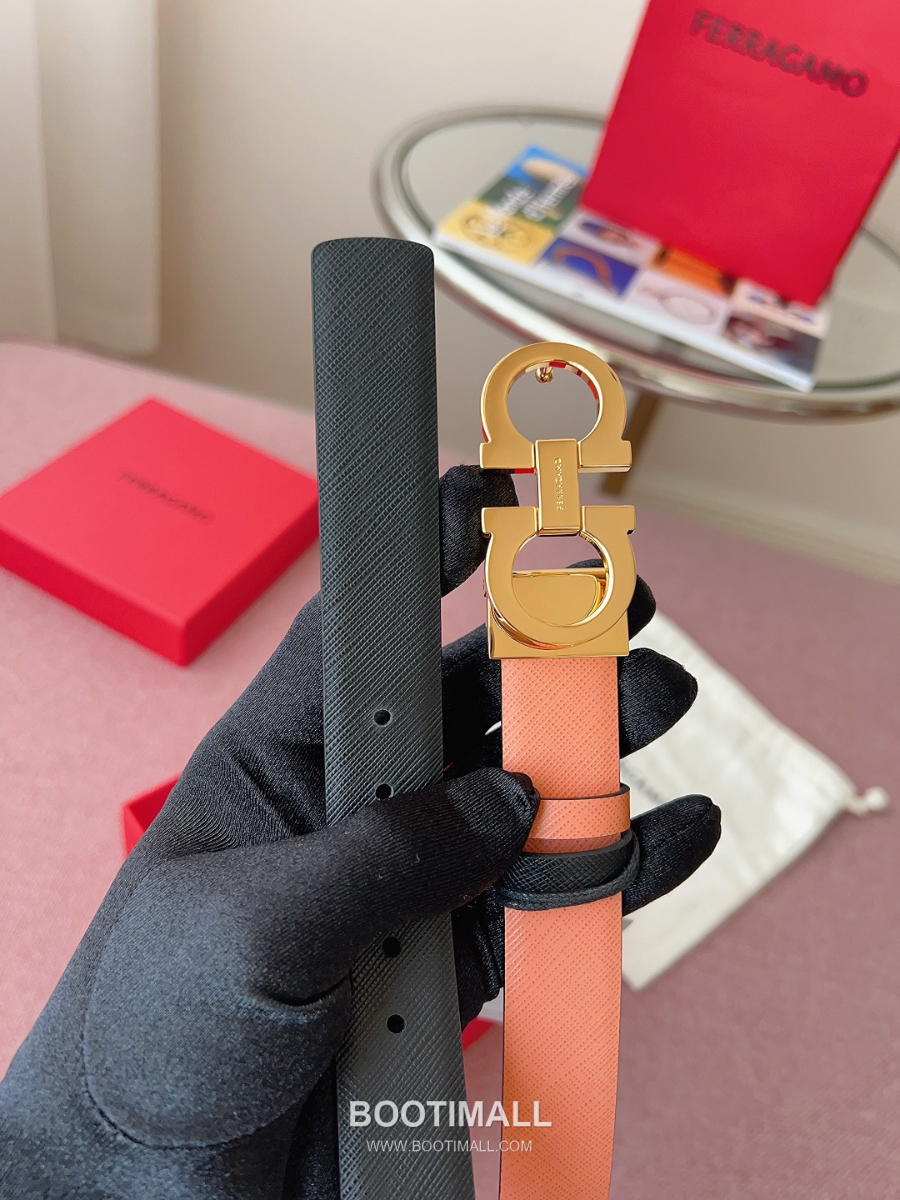 Ferragamo Reversible Gancini Belt 살바토레 페라가모 리버서블 간치니 양면벨트 인디핑크/블랙 2.5cm 5