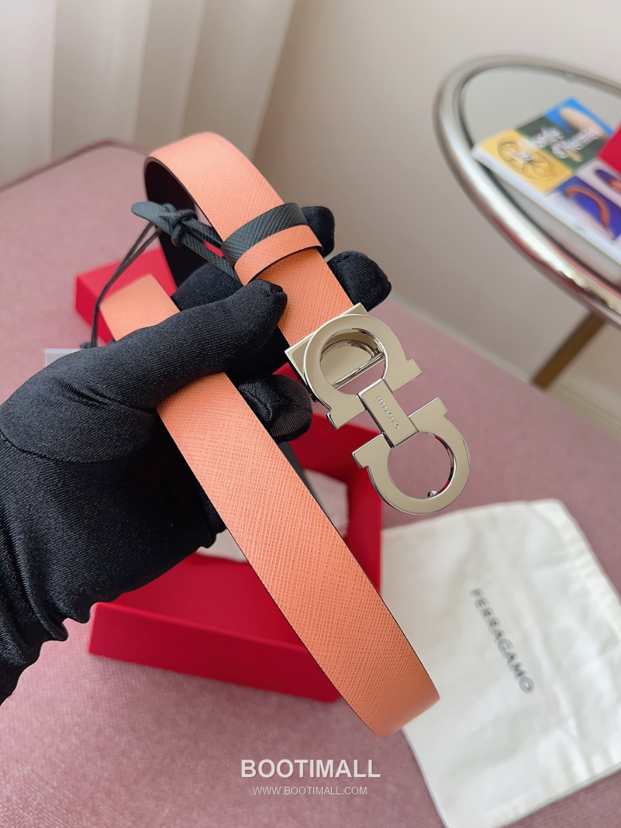 Ferragamo Reversible Gancini Belt 살바토레 페라가모 리버서블 간치니 양면벨트 인디핑크/블랙 2.5cm 10