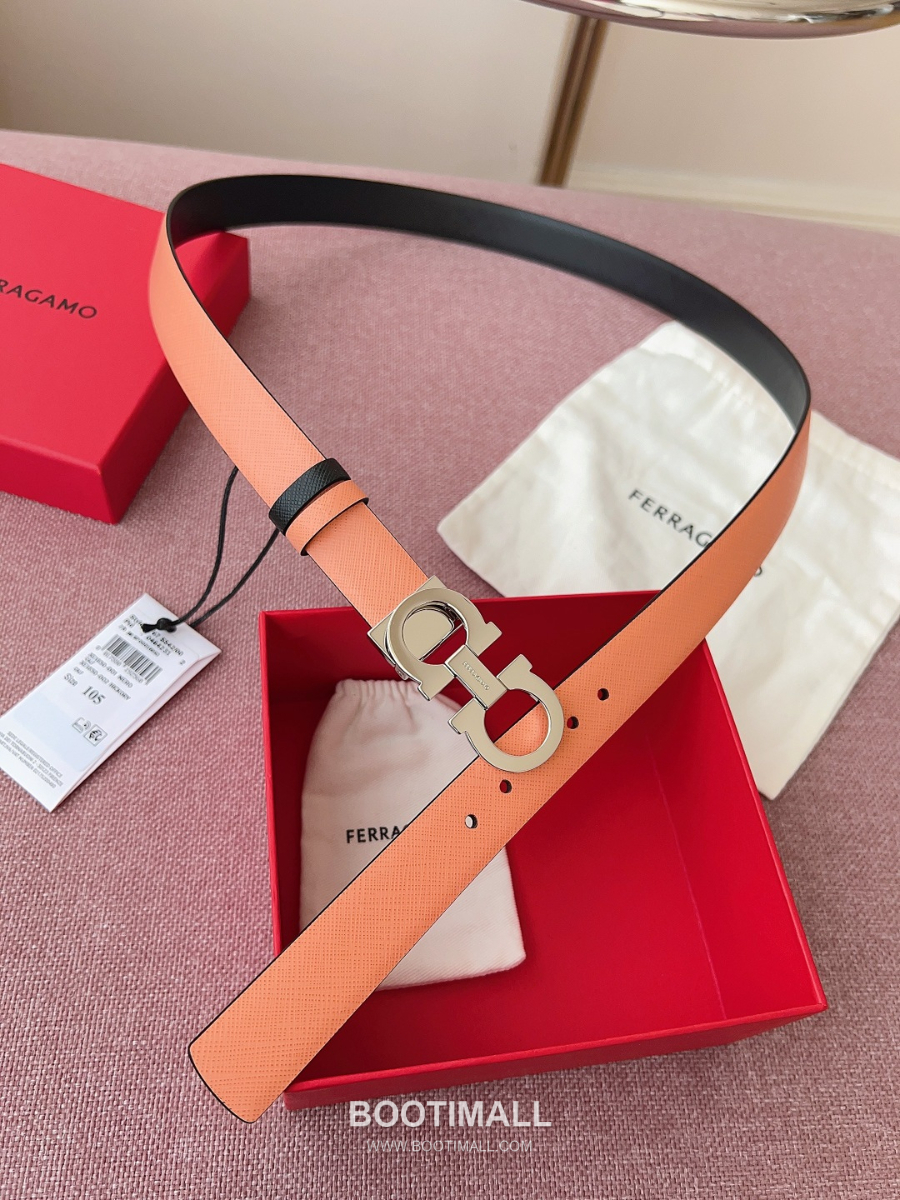 Ferragamo Reversible Gancini Belt 살바토레 페라가모 리버서블 간치니 양면벨트 인디핑크/블랙 2.5cm 12