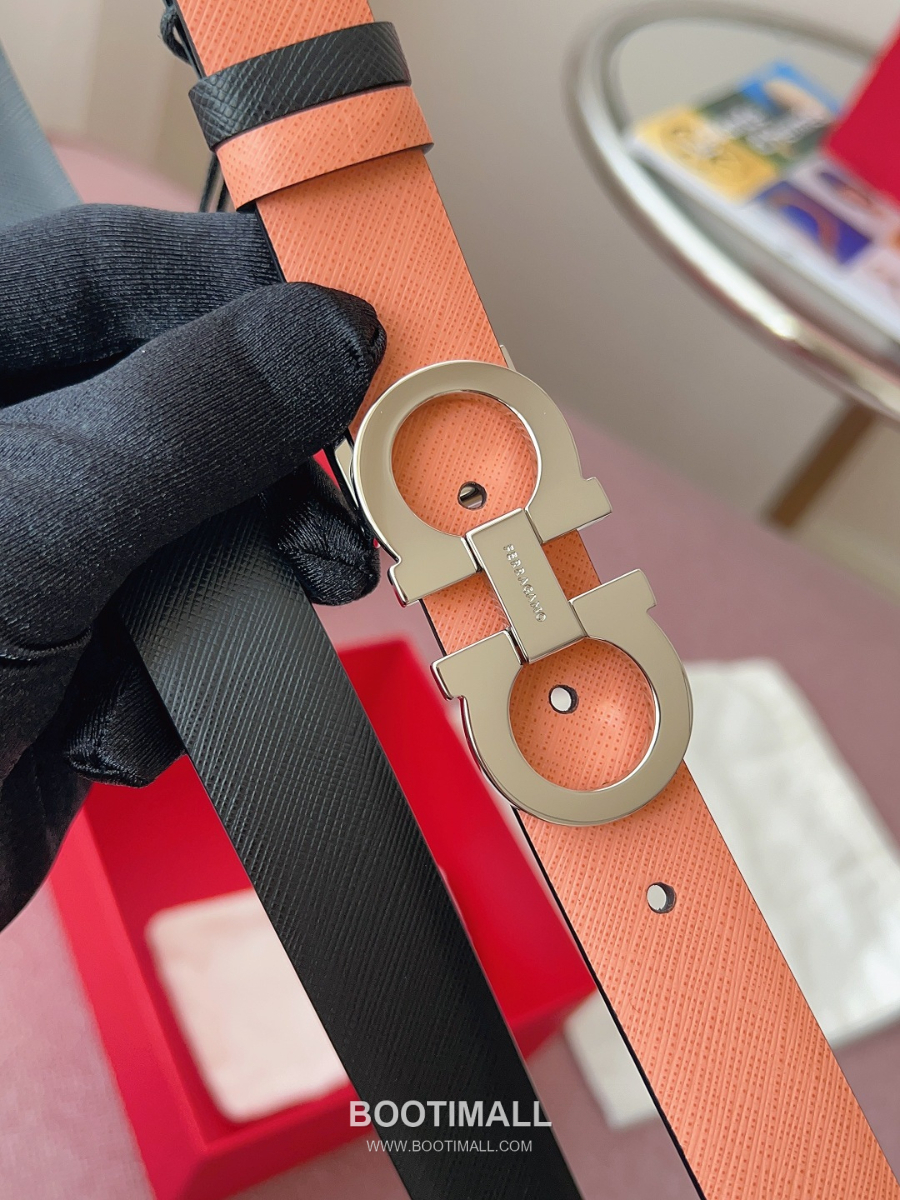 Ferragamo Reversible Gancini Belt 살바토레 페라가모 리버서블 간치니 양면벨트 인디핑크/블랙 2.5cm 14