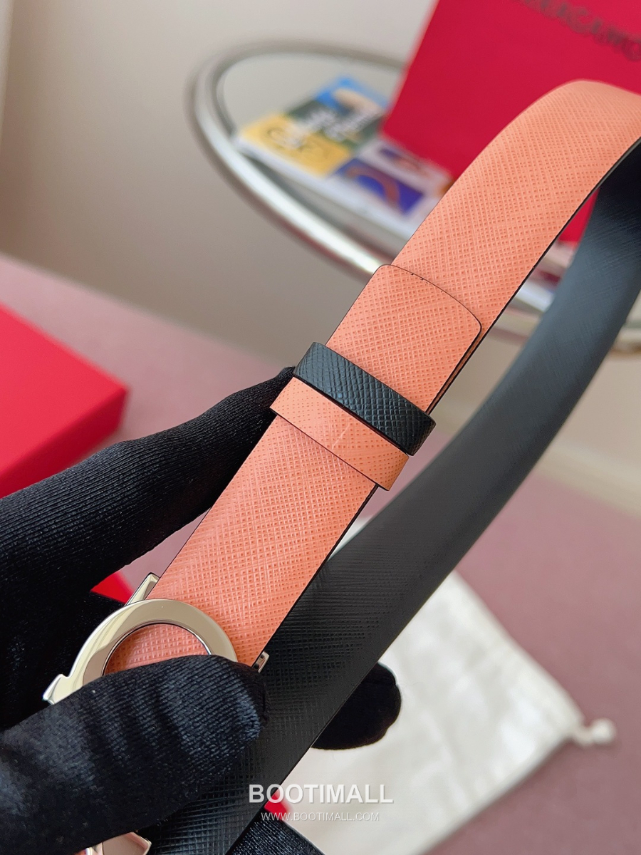 Ferragamo Reversible Gancini Belt 살바토레 페라가모 리버서블 간치니 양면벨트 인디핑크/블랙 2.5cm 18