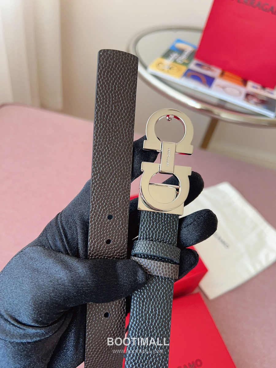 Ferragamo Reversible Gancini Belt 살바토레 페라가모 리버서블 간치니 양면벨트 다크브라운/블랙 2.5cm 14