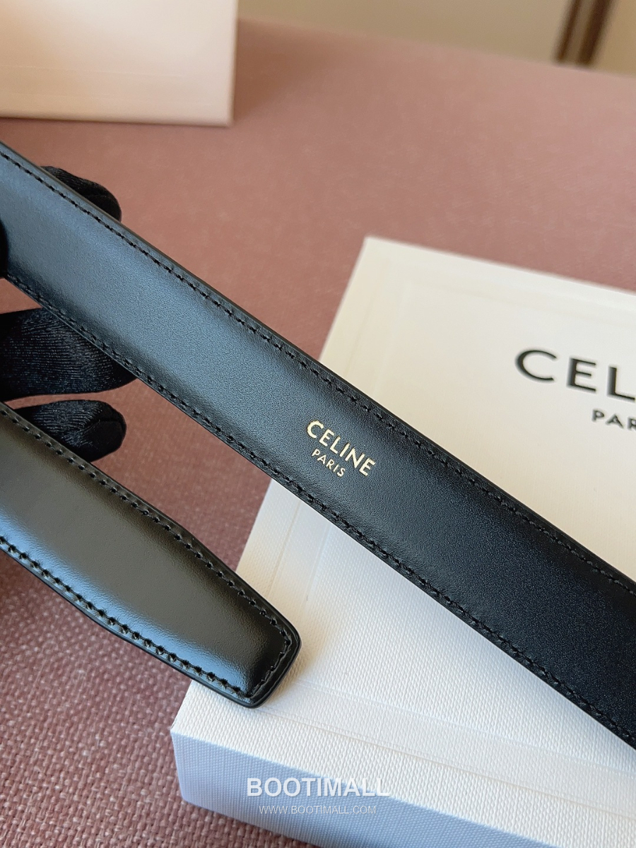 CELINE Triomphe Belt in Calfskin 셀린느 트리옹프 벨트 블랙 카프스킨 골드 버클 2.5cm 7