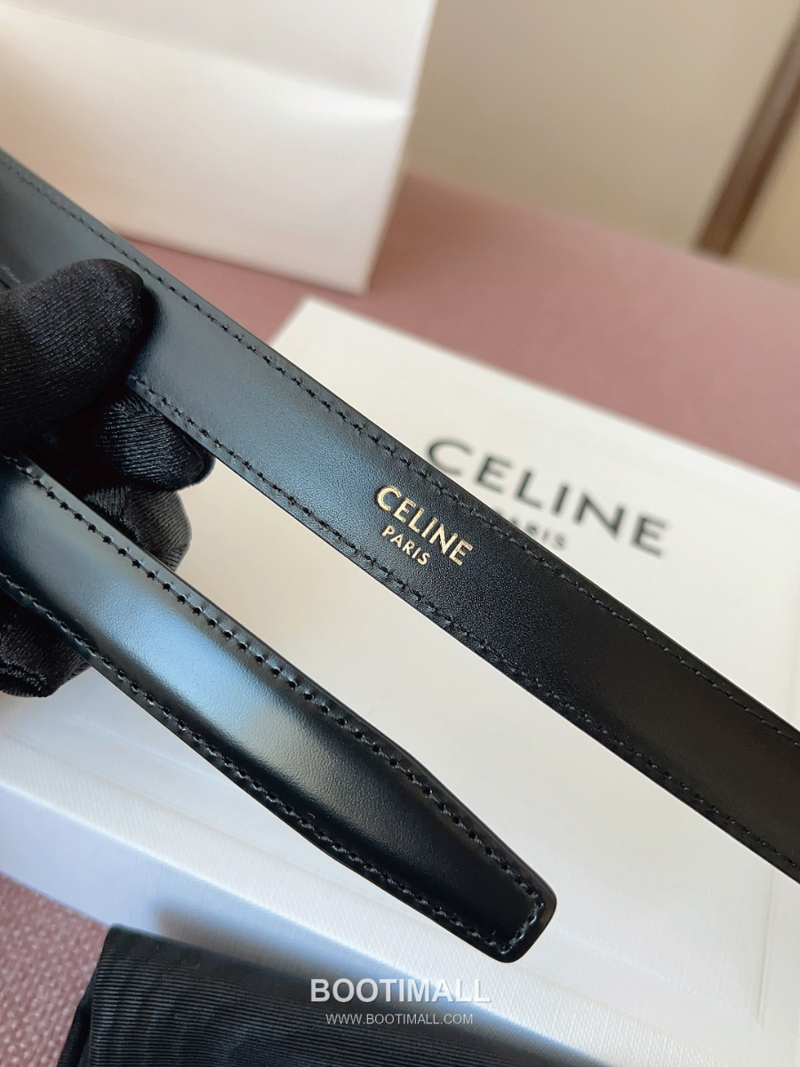 CELINE Triomphe Skinny Belt in Calfskin 셀린느 트리옹프 스키니 벨트 블랙 카프스킨 골드 버클 1.8cm 8