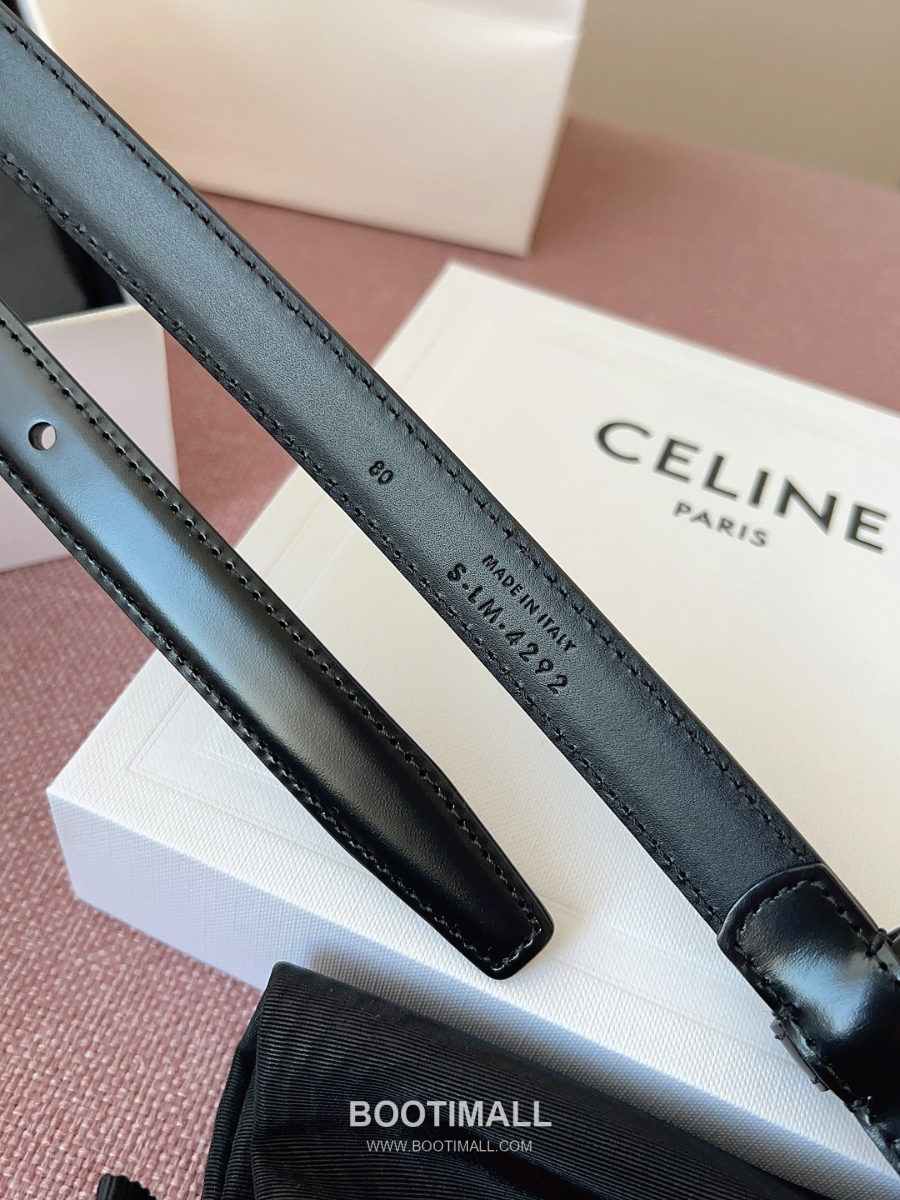CELINE Triomphe Skinny Belt in Calfskin 셀린느 트리옹프 스키니 벨트 블랙 카프스킨 골드 버클 1.8cm 9