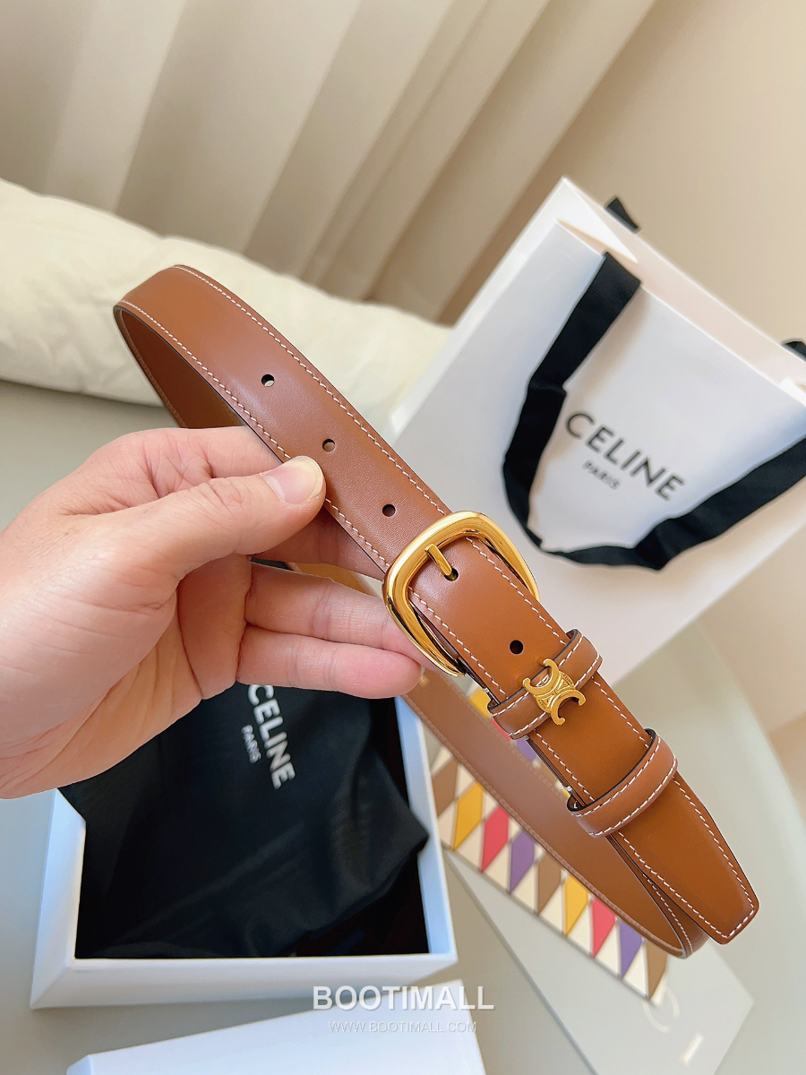 CELINE Medium 25mm Vivienne Belt in Natural Calfskin 45BNN3A78.04LU 셀린느 미디엄 비비엔느 벨트 내추럴 카프스킨 탄 2.5cm 1