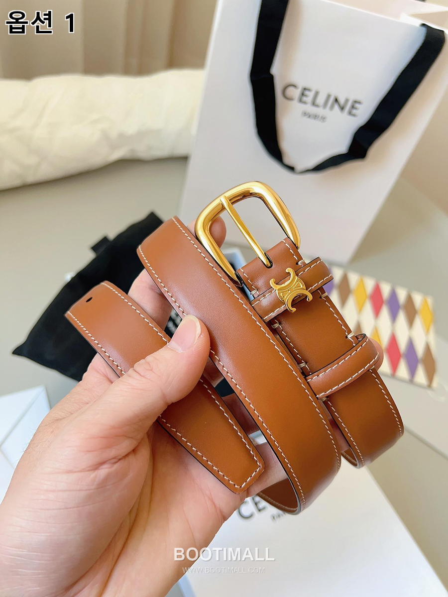 CELINE Medium 25mm Vivienne Belt in Natural Calfskin 45BNN3A78.04LU 셀린느 미디엄 비비엔느 벨트 내추럴 카프스킨 탄 2.5cm 2