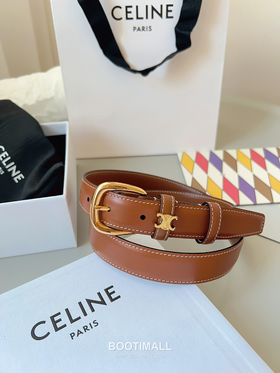 CELINE Medium 25mm Vivienne Belt in Natural Calfskin 45BNN3A78.04LU 셀린느 미디엄 비비엔느 벨트 내추럴 카프스킨 탄 2.5cm 3